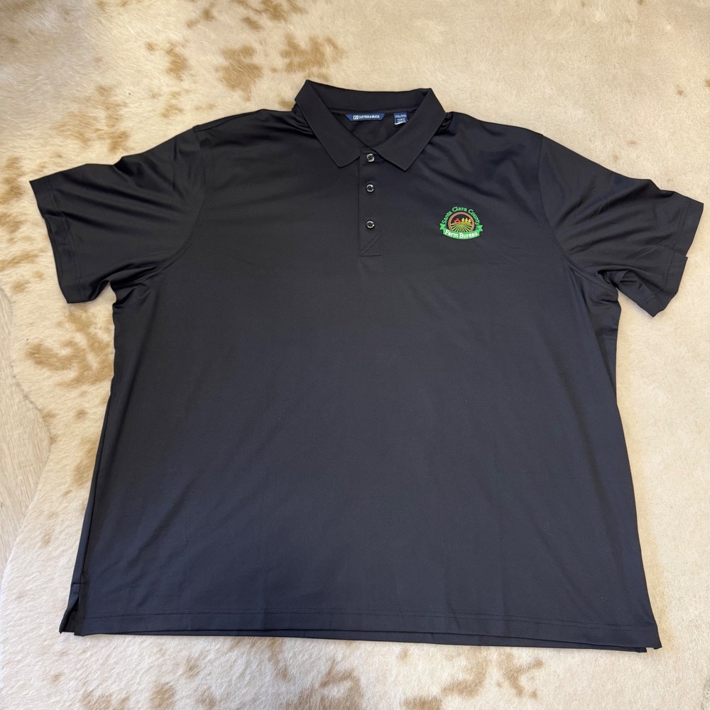 Cutter & Buck Mens XXXL Black DryTec Polo Santa Clara County Farm Bureau NWT